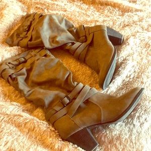 Tan suede tall boots